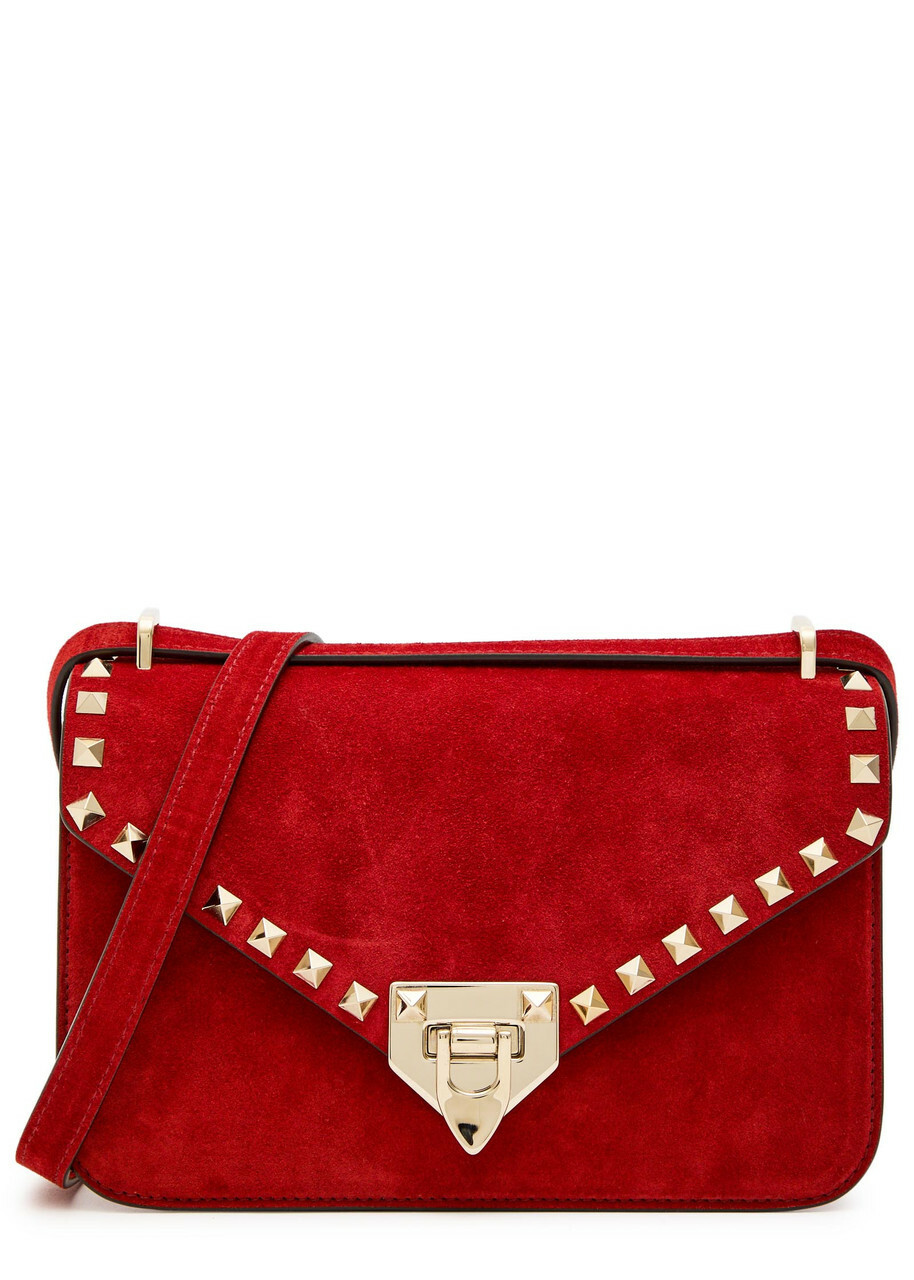 Valentino Rockstud Small Suede Shoulder bag - Red - One Size