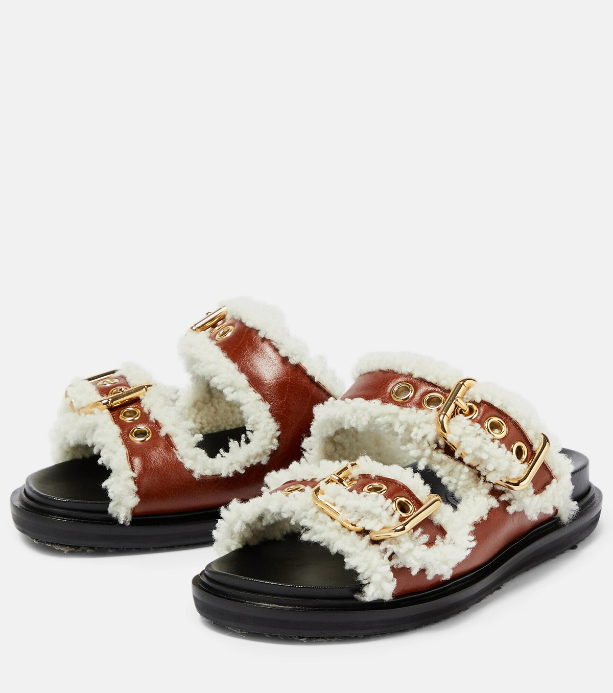 靴 MARNI Fussbet shearling sandals Marni Fussbet Shearling Sandals | Pink | FARFETCH