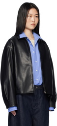LE17SEPTEMBRE Black Spread Collar Faux-Leather Jacket