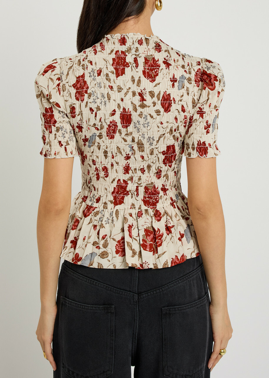 Reformation Aggie Floral-print Cotton-blend top Multicoloured