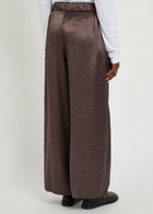 Eileen Fisher Crinkled Wide-leg Satin Trousers Brown