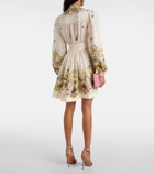 Zimmermann Halliday Plunge floral linen minidress