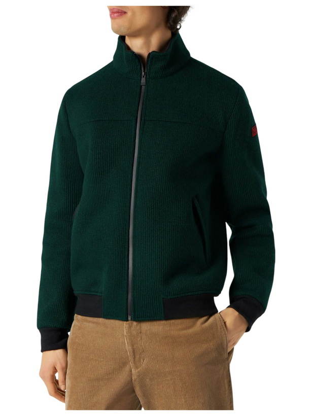 Photo: MC2 Saint Barth Man Knit Ribbed Green Bomber Jacket Country