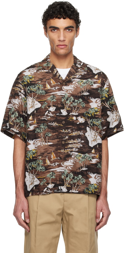 Photo: WACKO MARIA Brown Rayon Poplin Shirt
