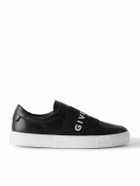 Givenchy - Urban Street Logo-Appliquéd Webbing-Trimmed Leather Slip-On Sneakers - Black