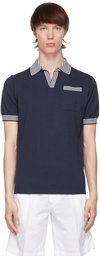 DOPPIAA Navy & White Striped Aavio Polo