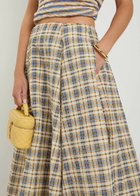 Bernadette Kennedy Plaid Seersucker Maxi Skirt Beige