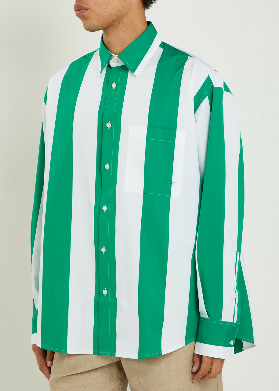 Jacquemus La Chemise Camargue Striped Cotton-poplin Shirt White