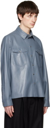 Nanushka Blue Lenn Vegan Leather Shirt
