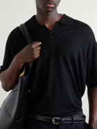 FRAME - Knitted Cotton Polo Shirt - Black