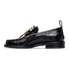 Loewe Black Croc Flower Loafers