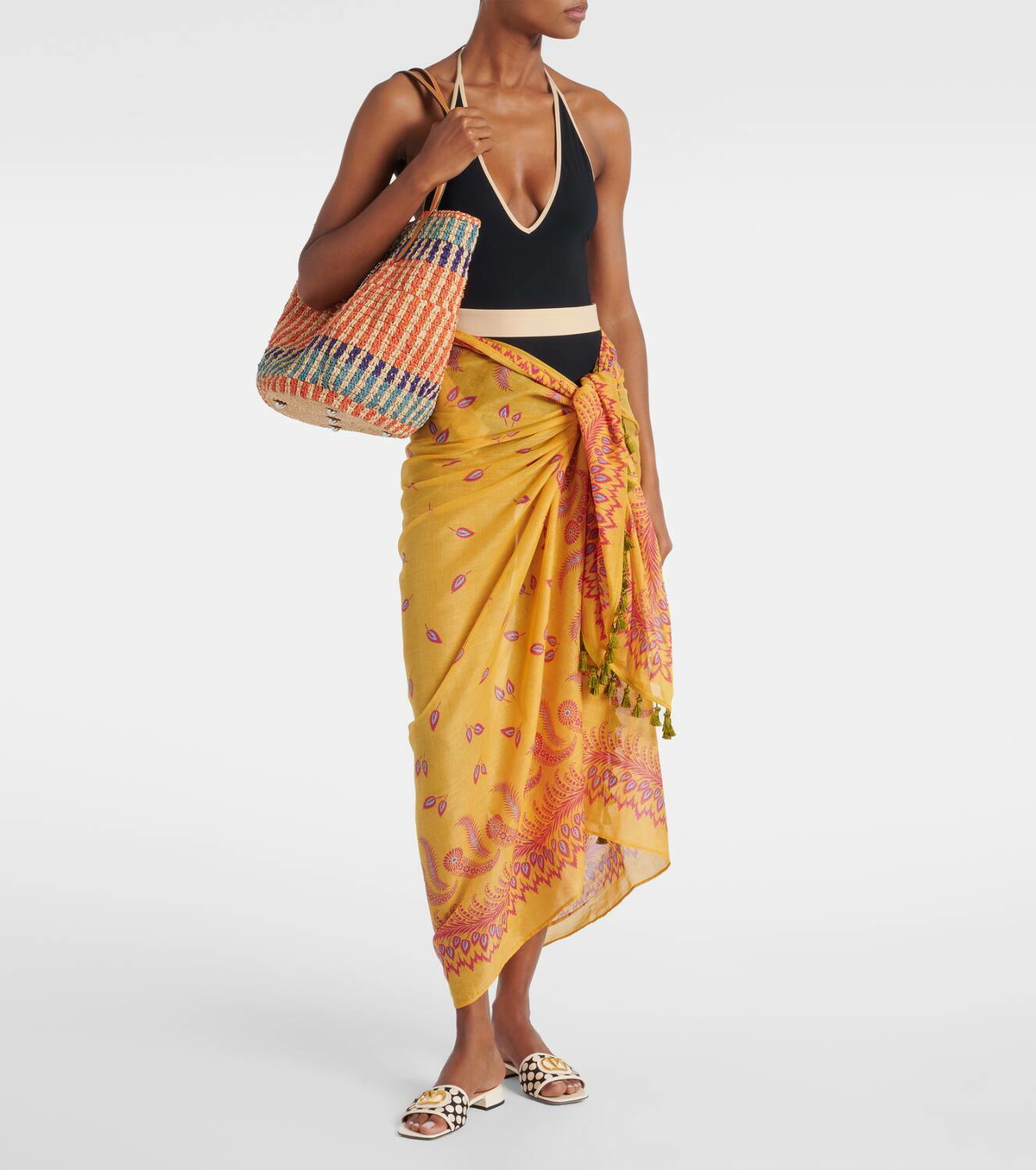 Valentino Printed cotton beach cover-up