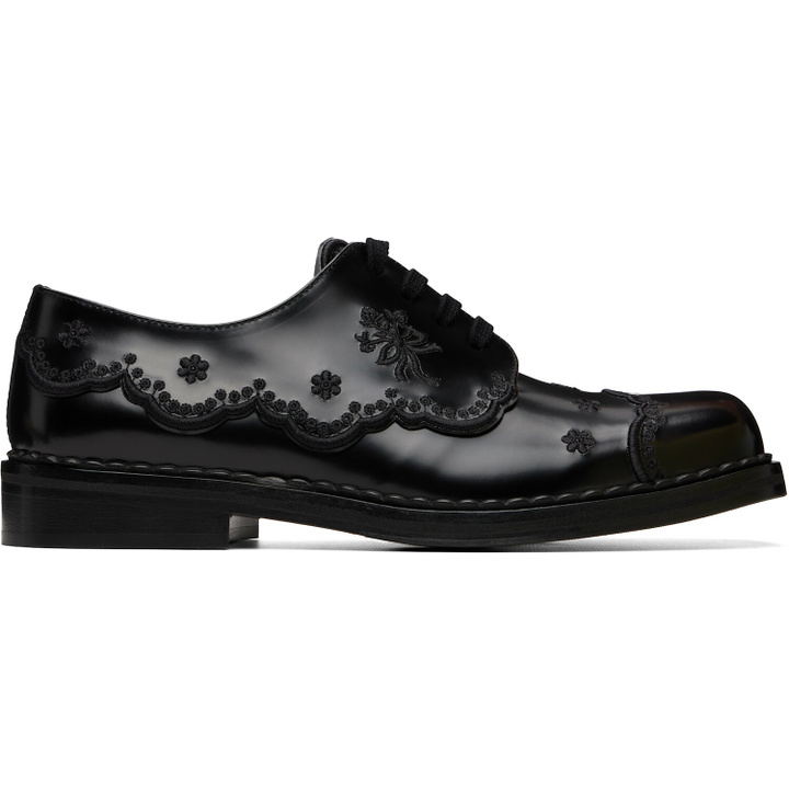 Photo: Simone Rocha Black Floral Lace Brogue Derbys