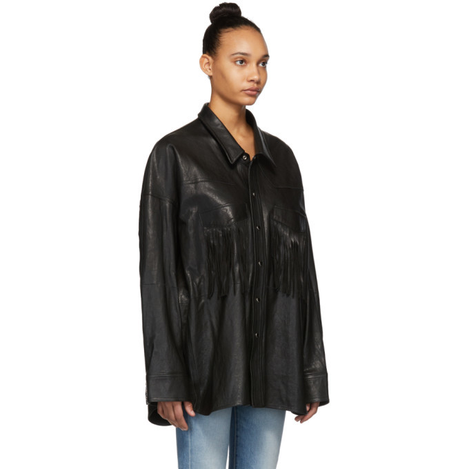 R13 Black Leather Fringe Shirt R13