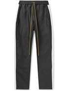 RHUDE - Collegiate Striped Linen and Silk-Blend Drawstring Track Pants - Black