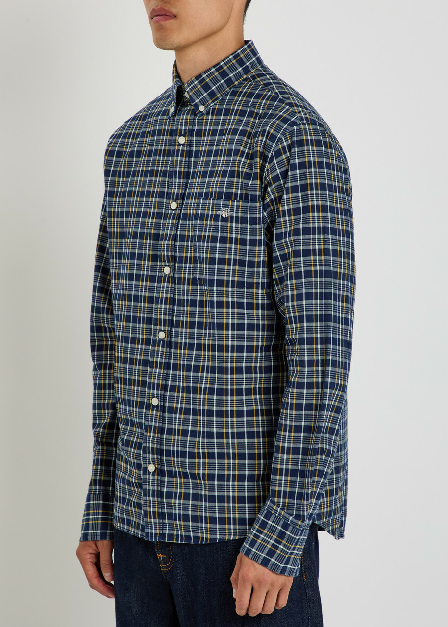 Gant Plaid Cotton Shirt Navy