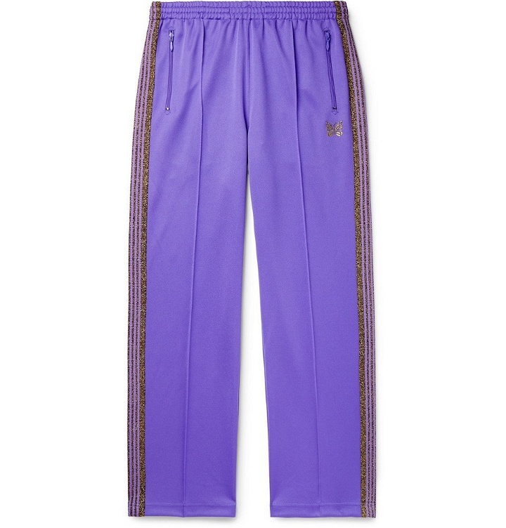 Photo: Needles - Glittered Webbing-Trimmed Tech-Jersey Track Pants - Purple