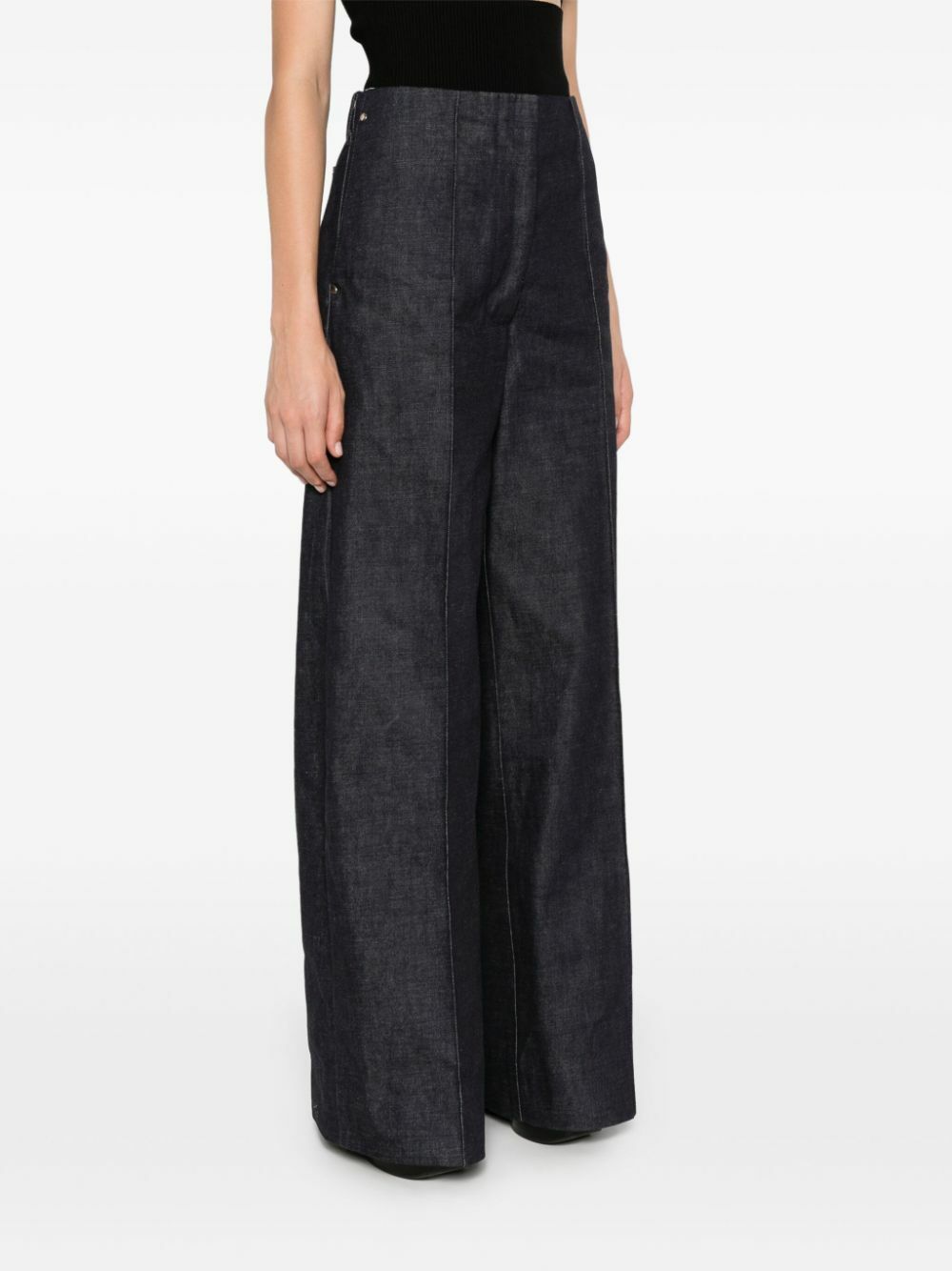 Peter Do Blue Pintucked Wide-Leg Jeans