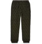 Fendi - Tapered Logo-Jacquard Cotton-Blend Velour Sweatpants - Green