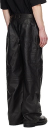 Juun.J Black Knee Tuck Faux-Leather Pants