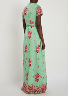 Erdem Floral Belted Cotton and Silk-blend Midi Dress Mint