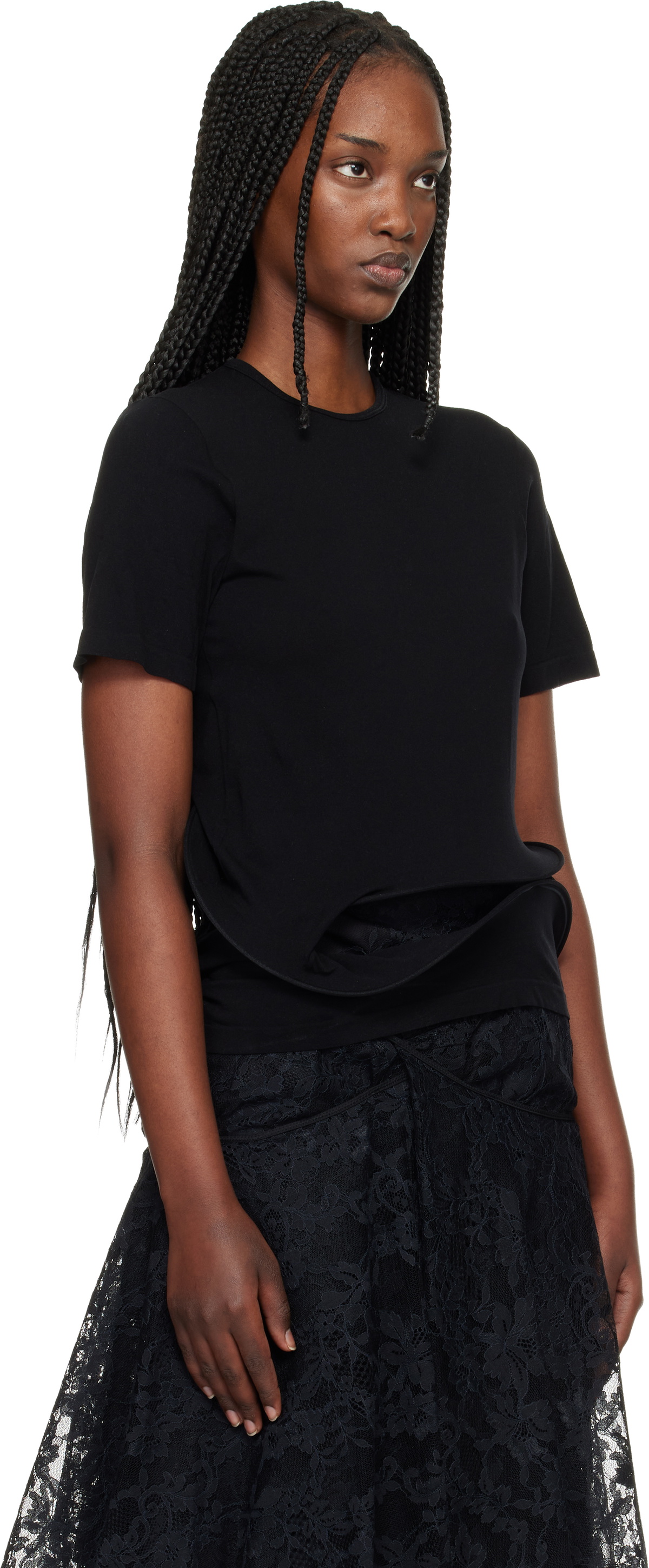 Junya Watanabe Black Twisted Detail T-shirt