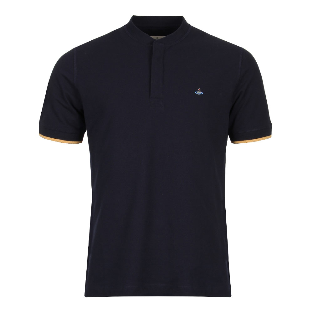 Collarless Polo Shirt - Navy