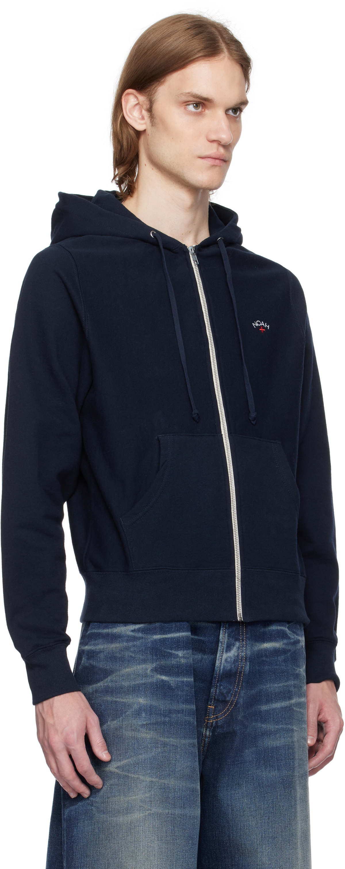 Noah Navy Classic Lightweight Zip-Up Hoodie Noah NYC