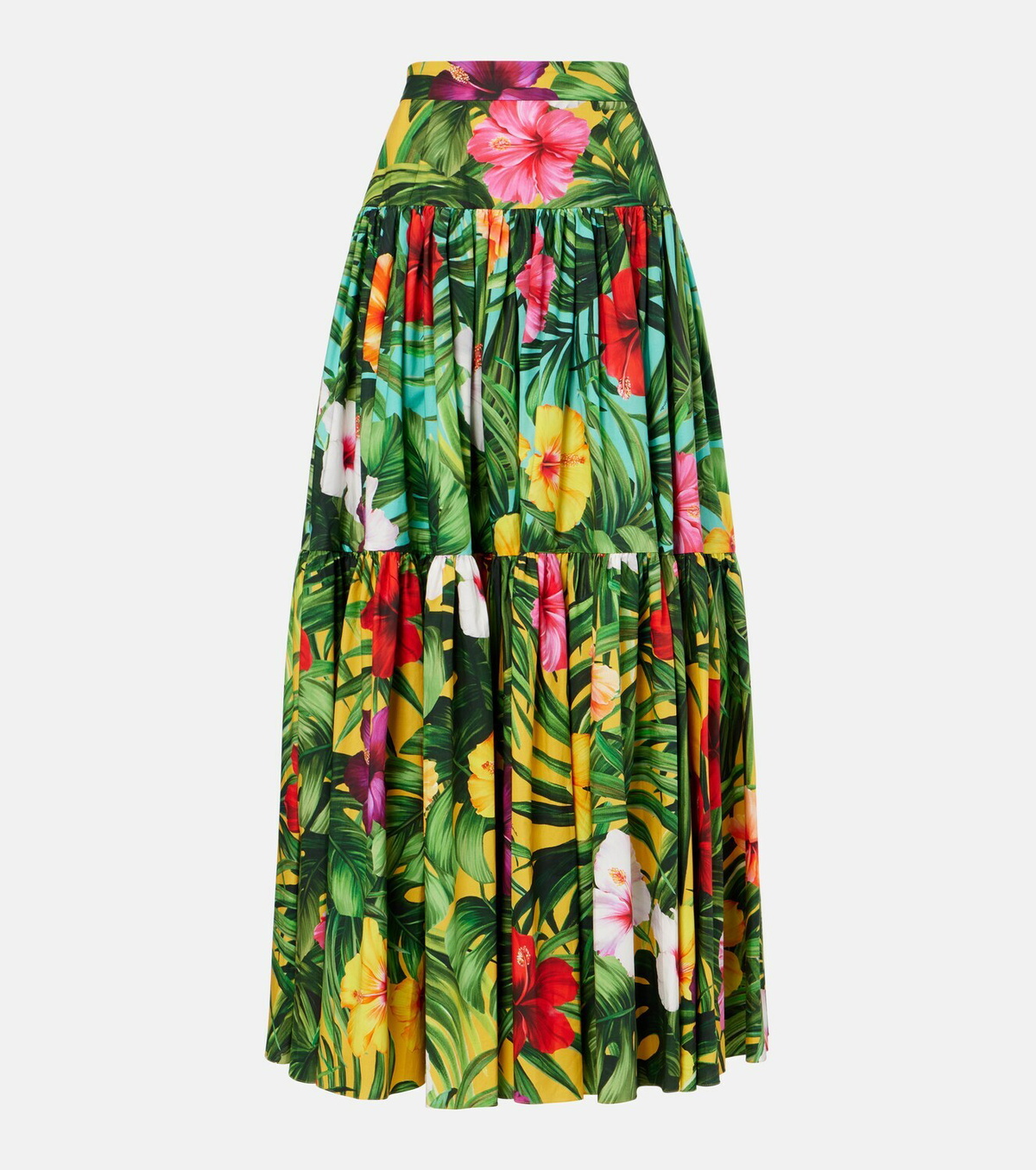 Dolce&Gabbana Floral tiered cotton maxi skirt