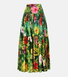 Dolce&Gabbana Floral tiered cotton maxi skirt