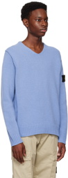 Stone Island Blue V-Neck Sweater