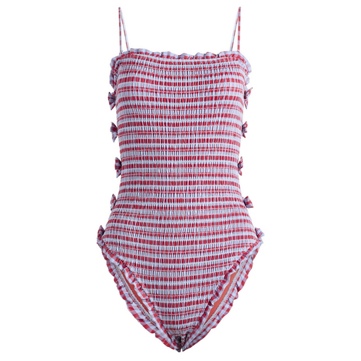 Photo: Damson Madder Women's Betty Swimsuit in Blue/Red