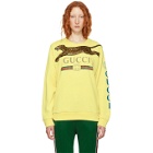 Gucci Yellow Embroidered Leopard Logo Sweater