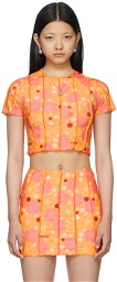 OMIGHTY Orange & Pink Blossom Stitch T-Shirt