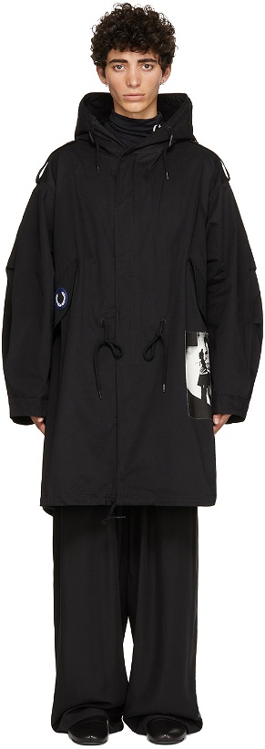 Photo: Raf Simons Black Fred Perry Edition Printed Patch Parka