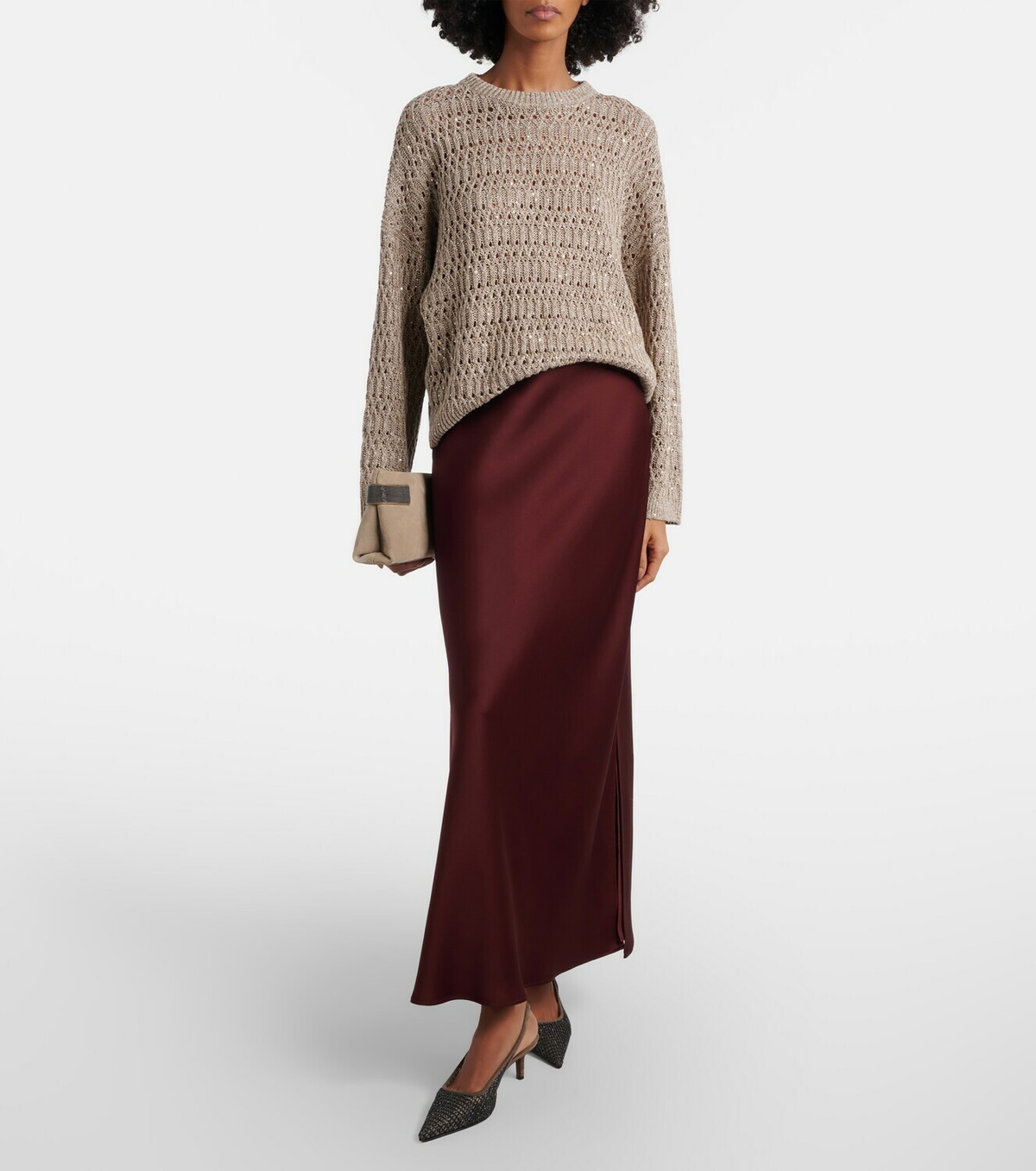 Brunello Cucinelli Satin maxi skirt