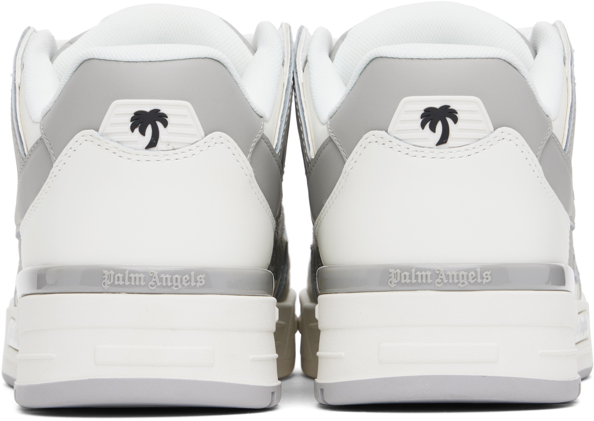 Palm Angels White & Gray Venice Leather Sneakers