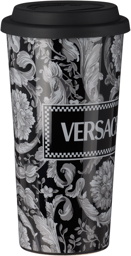 Versace Black & Gray Barocco Travel Mug