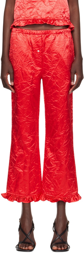 Photo: Meryll Rogge Red Creased Satin Trousers