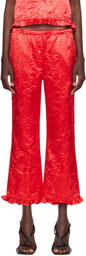 Meryll Rogge Red Creased Satin Trousers