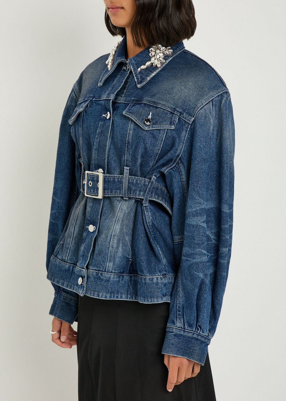 Simone Rocha Embellished Belted Denim Jacket