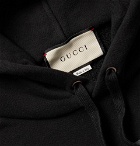 Gucci - Embroidered Appliquéd Loopback Cotton-Jersey Hoodie - Men - Black
