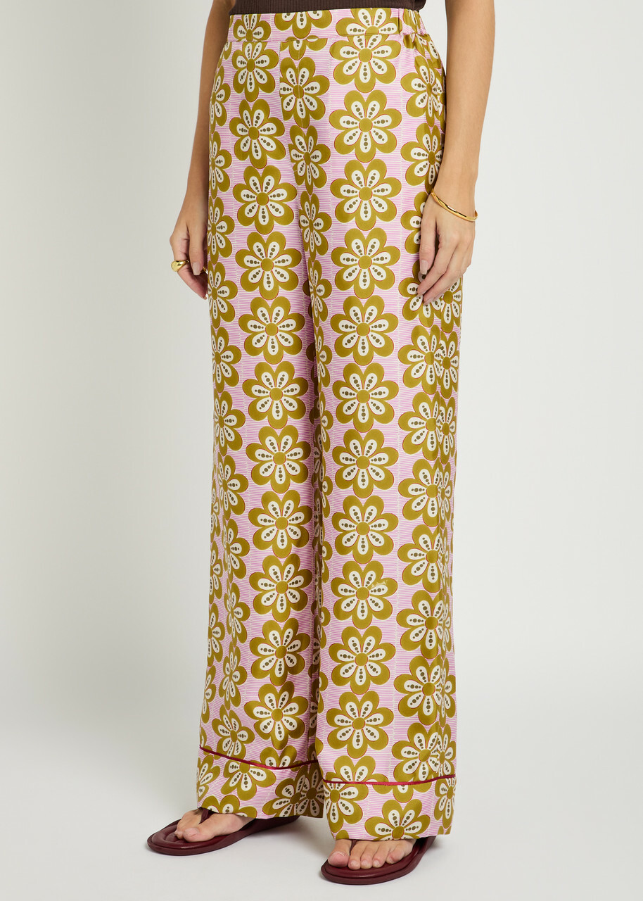 LA Double J Printed Silk-twill Pyjama Trousers Multicoloured