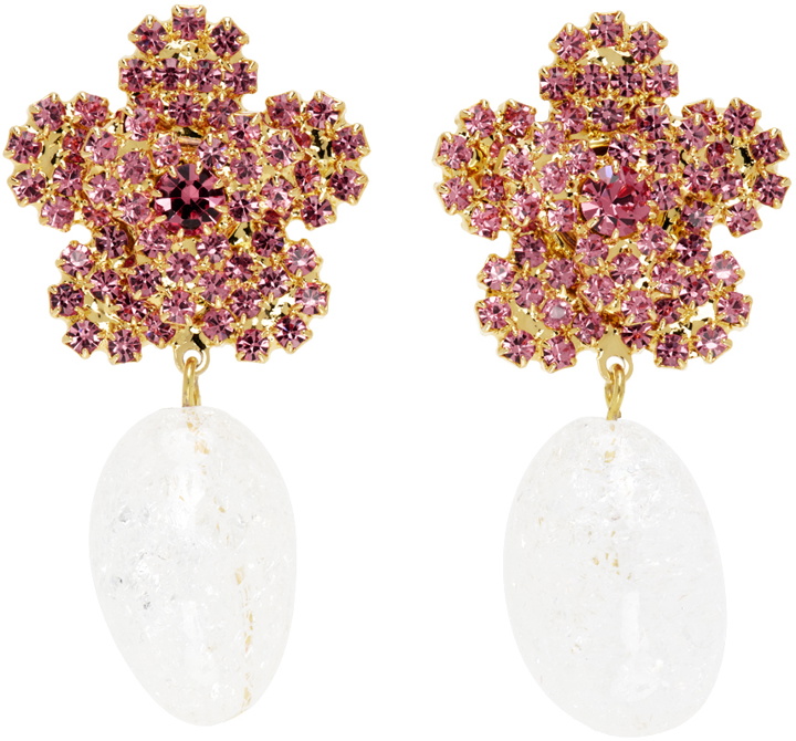 Photo: Magda Butrym Gold & Pink Flower Earrings
