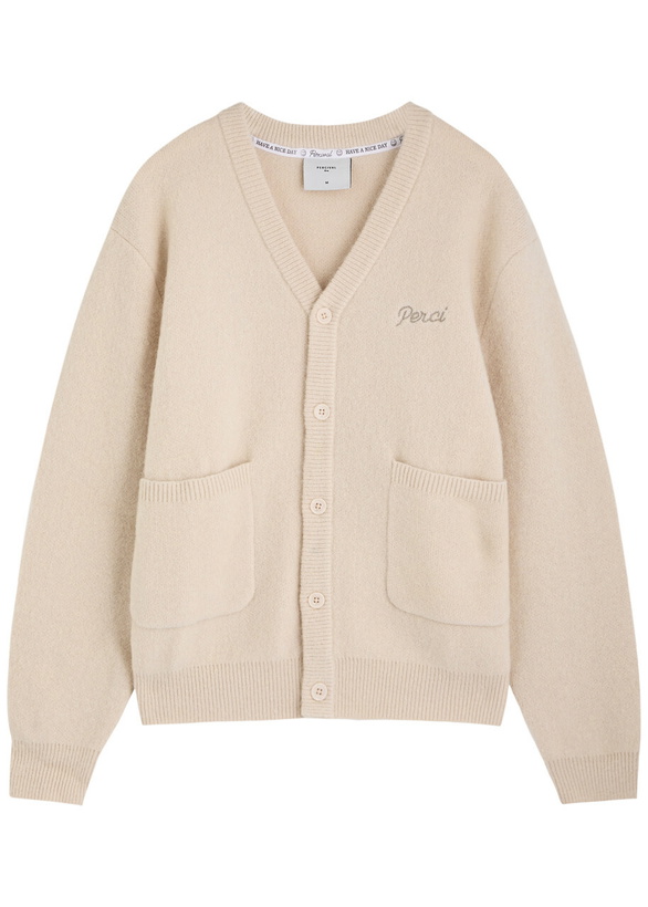Photo: Percival White Glove Logo Knitted Cardigan Ecru