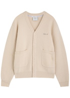 Percival White Glove Logo Knitted Cardigan Ecru
