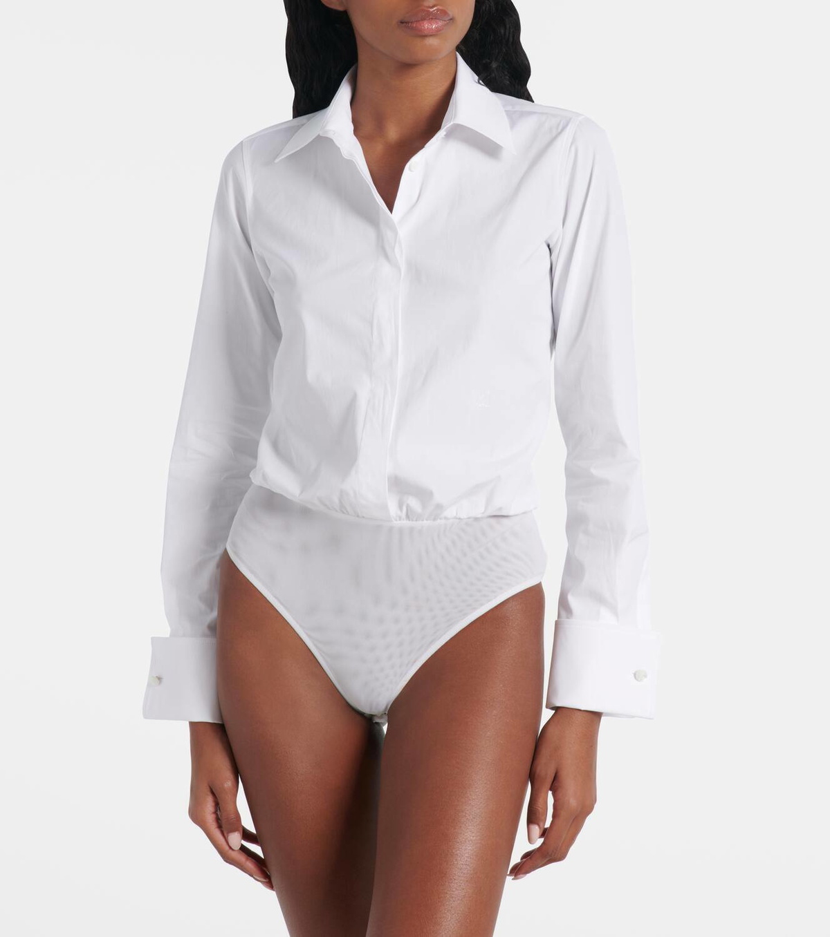 Max Mara Angora cotton-blend poplin bodysuit