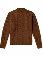 KAPITAL - Intarsia Cable-Knit Wool-Blend Sweater - Brown
