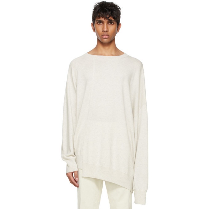 Photo: Dries Van Noten Off-White Cashmere Asymmetric Sweater
