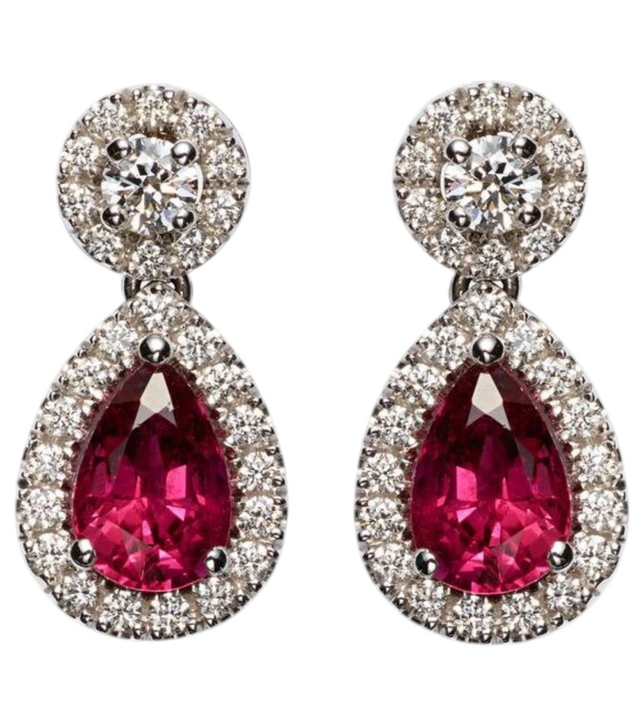 Photo: Bucherer Fine Jewellery Classics 18kt white gold drop earrings with rubies and diamonds